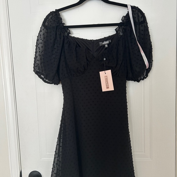 Missguided Black Dobby Milkmaid Skater Dress Size 2 - Picture 2 of 5